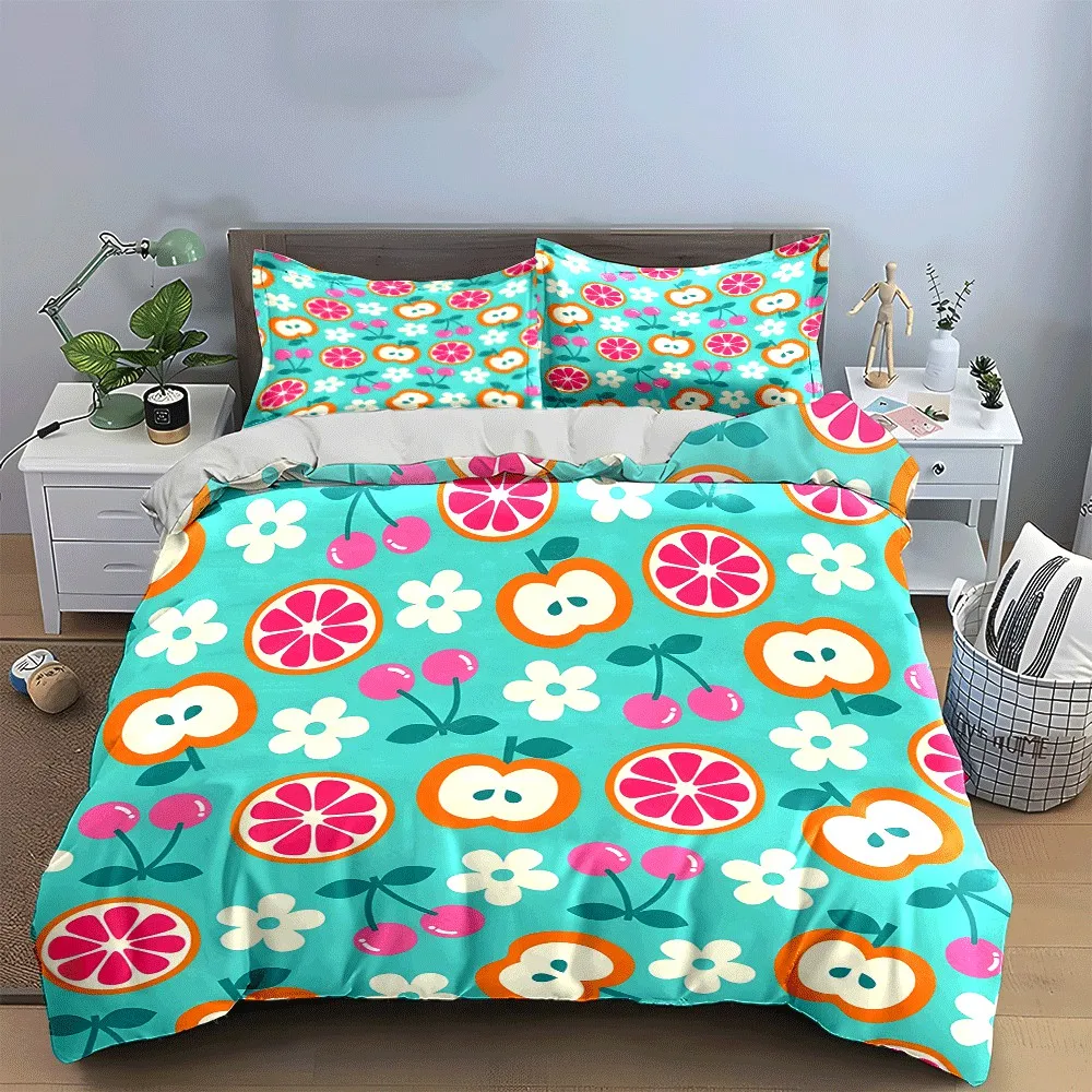 Fruit-Themed Patterned Three-Piece Set Exquisite three-piece bedding set gift for kids and adults