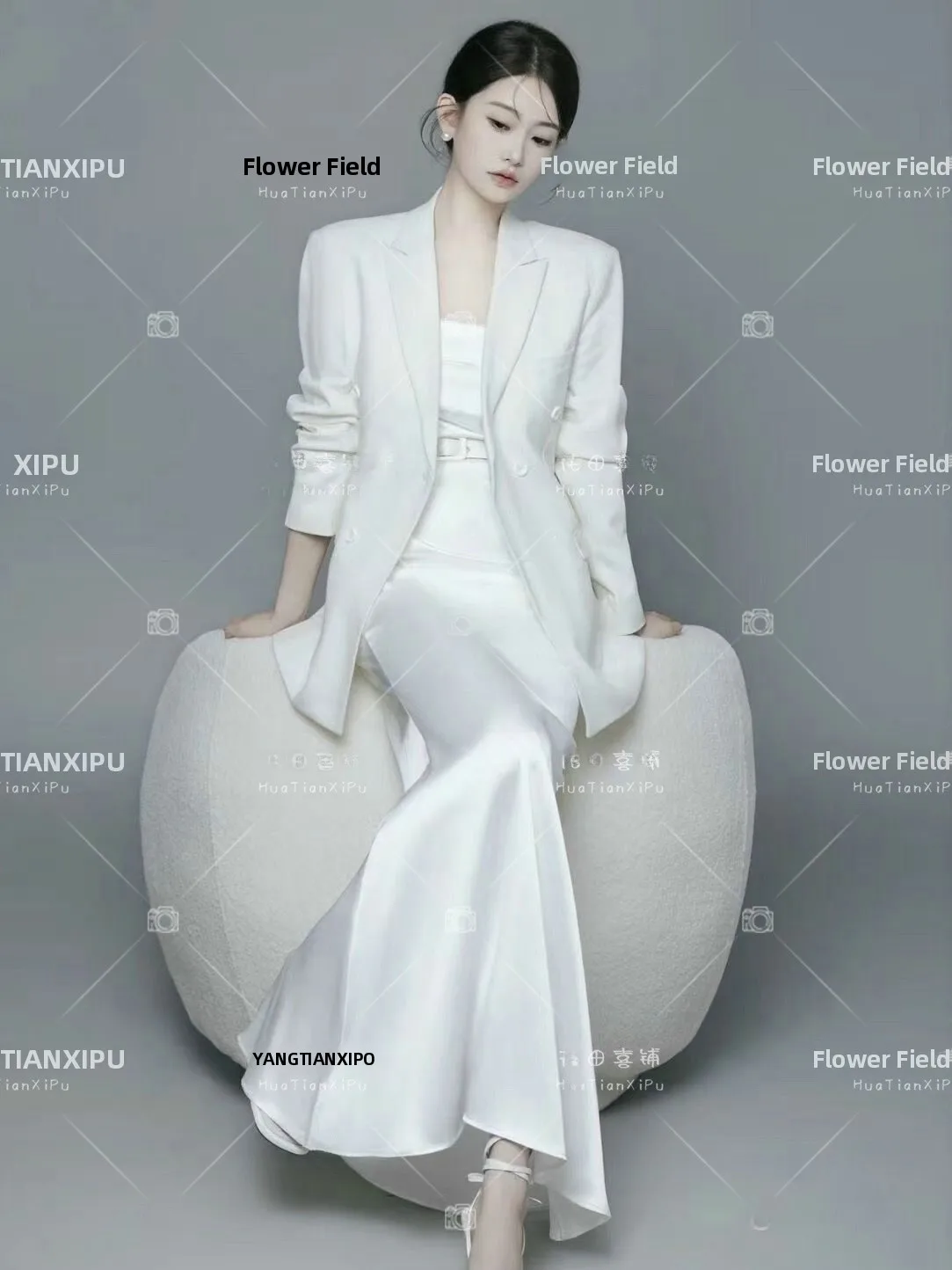 New White Women's Suit Portrait Photography Studio Theme Personal Image Artistic Clothing Spring 2024 Ladies Fashion