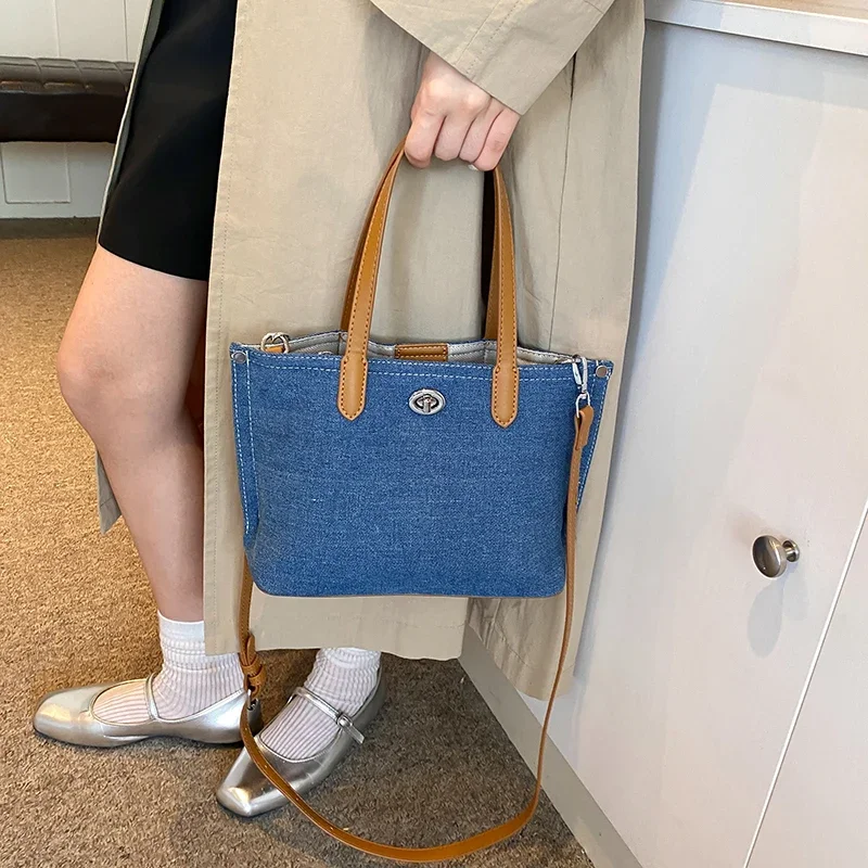 LEFTSIDE Small Denim Shoulder Bag Lady Handbags And Purses Women 2024 Y2K Korean Fashion Female Brand Shopper Shopping Tote Bag