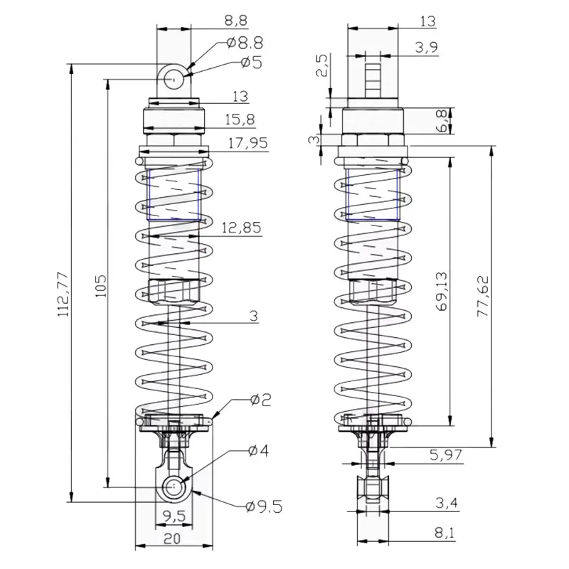 

Регулируемые по жесткости металлические амортизаторы для радиоуправляемых моделей автомобилей - с регулируемым ходом, идеально подходят для модификации радиоуправляемых моделей и улучшения характеристик умных автомобилей