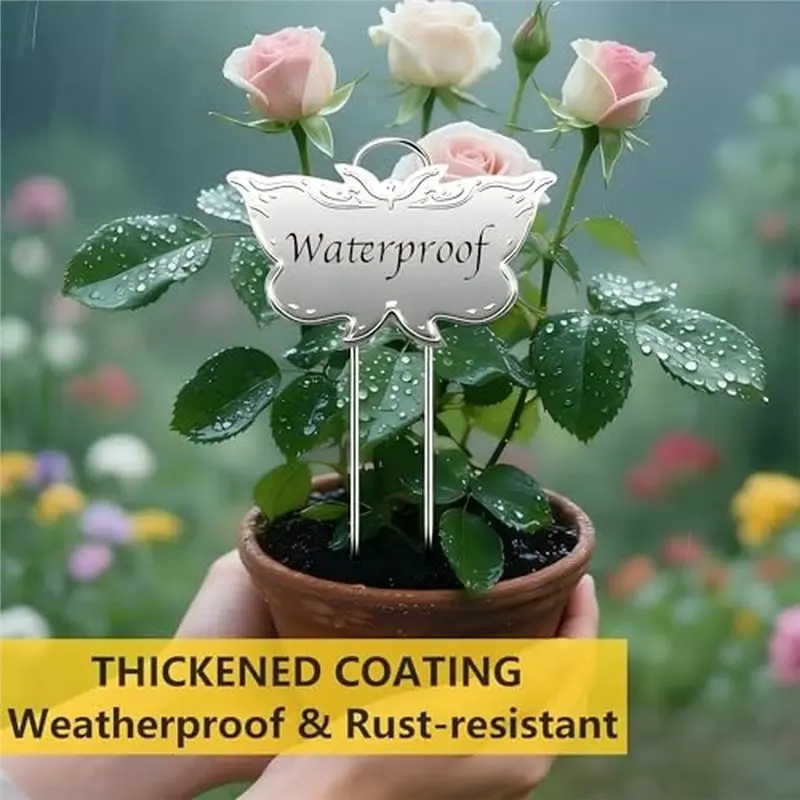 B23B Garden Label 11In Tall 30-Pack Metal Plant Labels Silver Outdoor Waterproof Tags For Flowers Fruits Seed Stakes