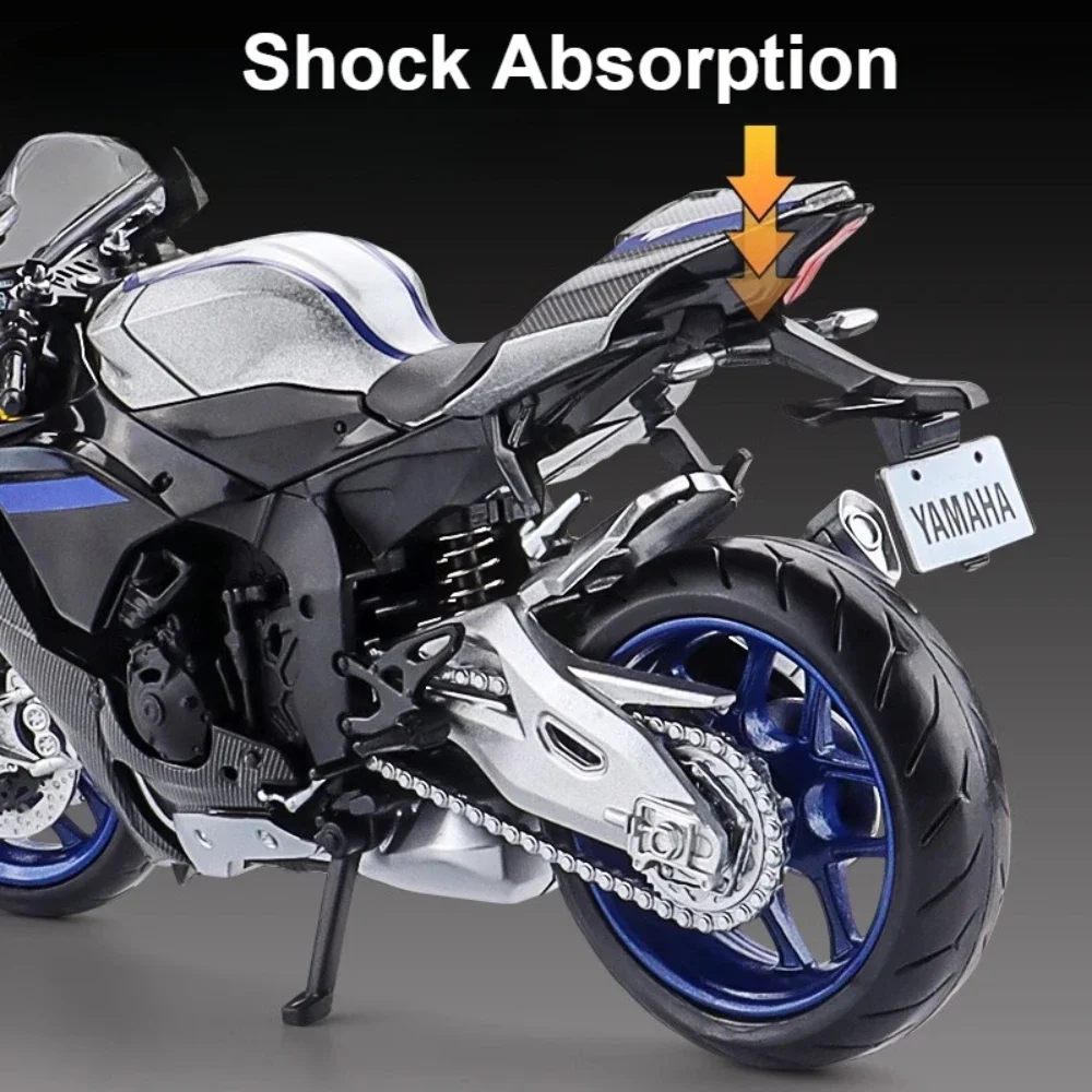 Scale 1:12 Yamaha YZF-R1M Motorcycle Model Toy Alloy Diecast Shock Absorption Rubber Tires Motor Models Collection Boys Gifts