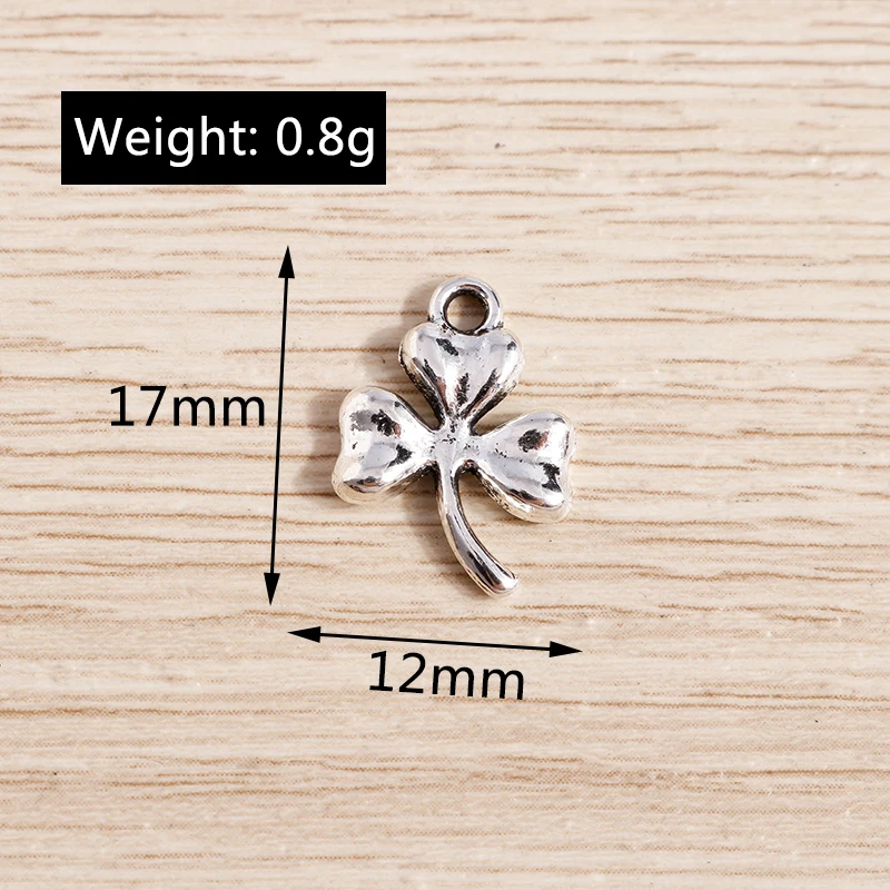 Tusember 30 Stück 12 x 17 mm Charms Metall Glücksklee Blumenanhänger für DIY niedliche Ohrringe Halsketten Schmuckherstellung Handwerk – Detail 2