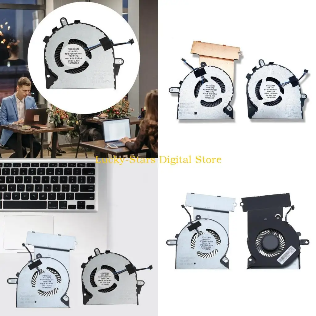 

T3EE CPU GPU Fan Laptop Cooling Fan 5V 0.5A 4-pin 4-wires for HP Omen 15-CE 17-AN 17-AN012DX Laptop Part Brushless Motor