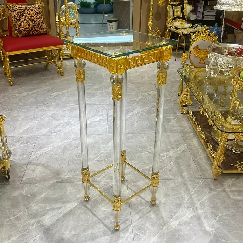 Luxury Gold Metal Flower Stand European Crystal Vase Holder Modern Home Decor for Living Room Dining Table Kitchen