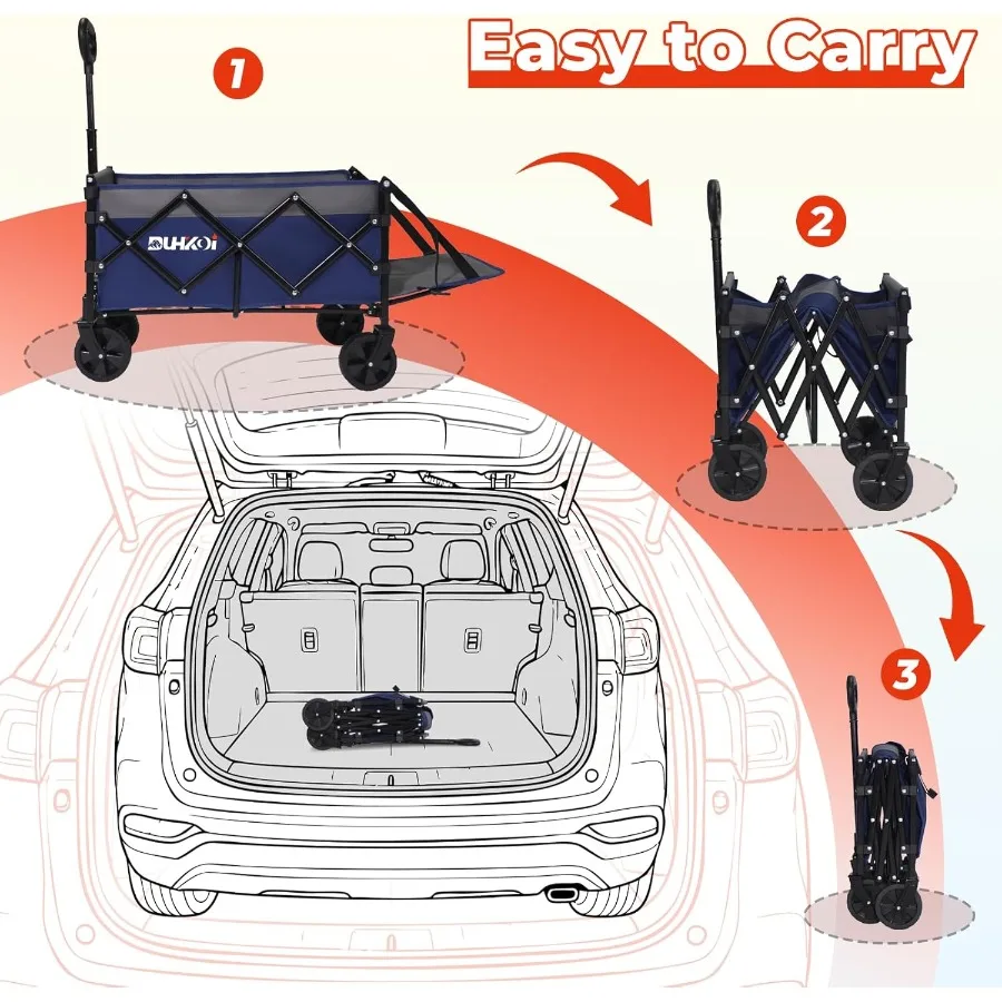 Складной удлиненный универсал на заднюю дверь с колесами, вместимость 350 фунтов, складная универсальная тележка для сада, улицы, продуктов, пляжа, кемпинга P