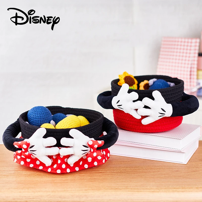 

Kawaii Mickey Mouse Anime Hobby Minnie Mouse Cartoon Cotton Rope Braided Storage Basket Desktop Storage Basket Birthday Gift