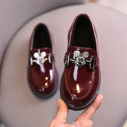 Disney children's cartoon Mickey Mouse boys and girls non-slip soft sole casual leather shoes student leather shoes