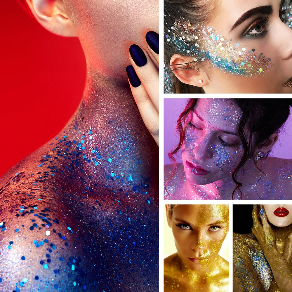 5 Kolorów Body Painting Cekiny Patyczki Twarz Usta Gwiazda Brokatowy Puder Cień do Powiek Festiwal Scena Makijaż