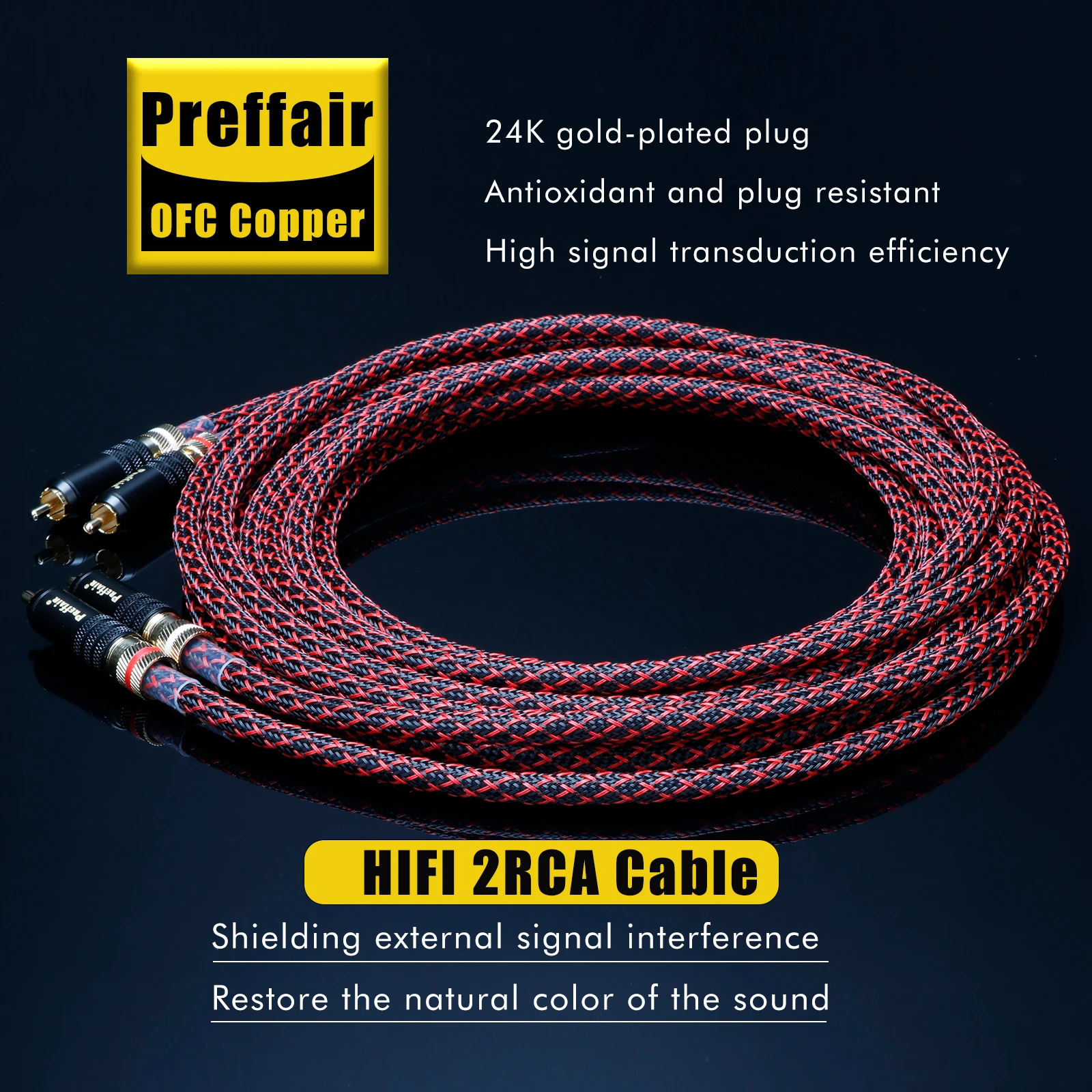 Par canare l4e6s 99.998% cabo de áudio de cobre ofc com banhado a ouro rca para rca interconectar