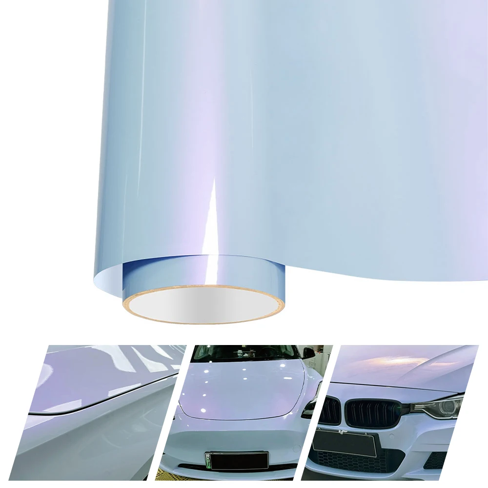 Penutup Film Mobil PET Pembungkus Vinil Tahan Air Stiker Perekat Ungu Berkabut Mutiara Ajaib untuk Aksesori Mobil Kustomisasi Sepeda Motor