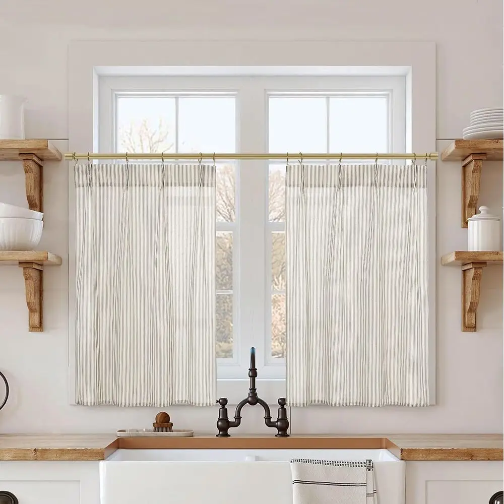 

Short Curtains for Windows,Sheer Farmhouse Cafe Shelf Kitchen Curtains Sets for Windows 36 Inch Length