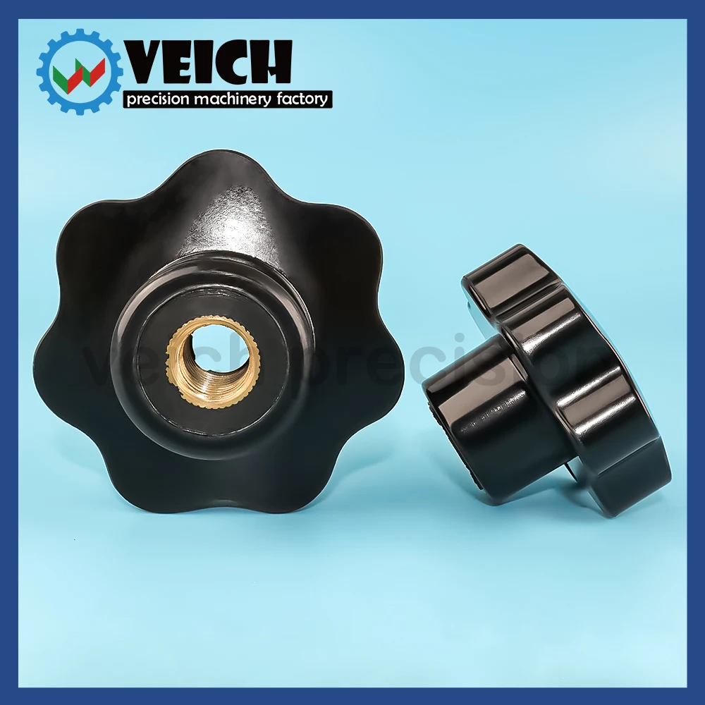 VEICH VCN921 High Temperature Resistant Hand-tightening Bakelit Flower Knob Through Hole Adjustable Machinery Tool Handles