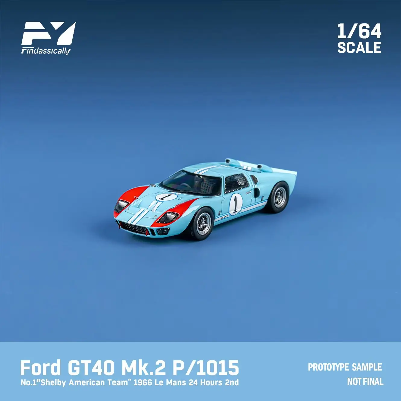 **Preorder**FindclassicallY 1:64 GT40 Mk II 1966 LeMans Diecast Model Car