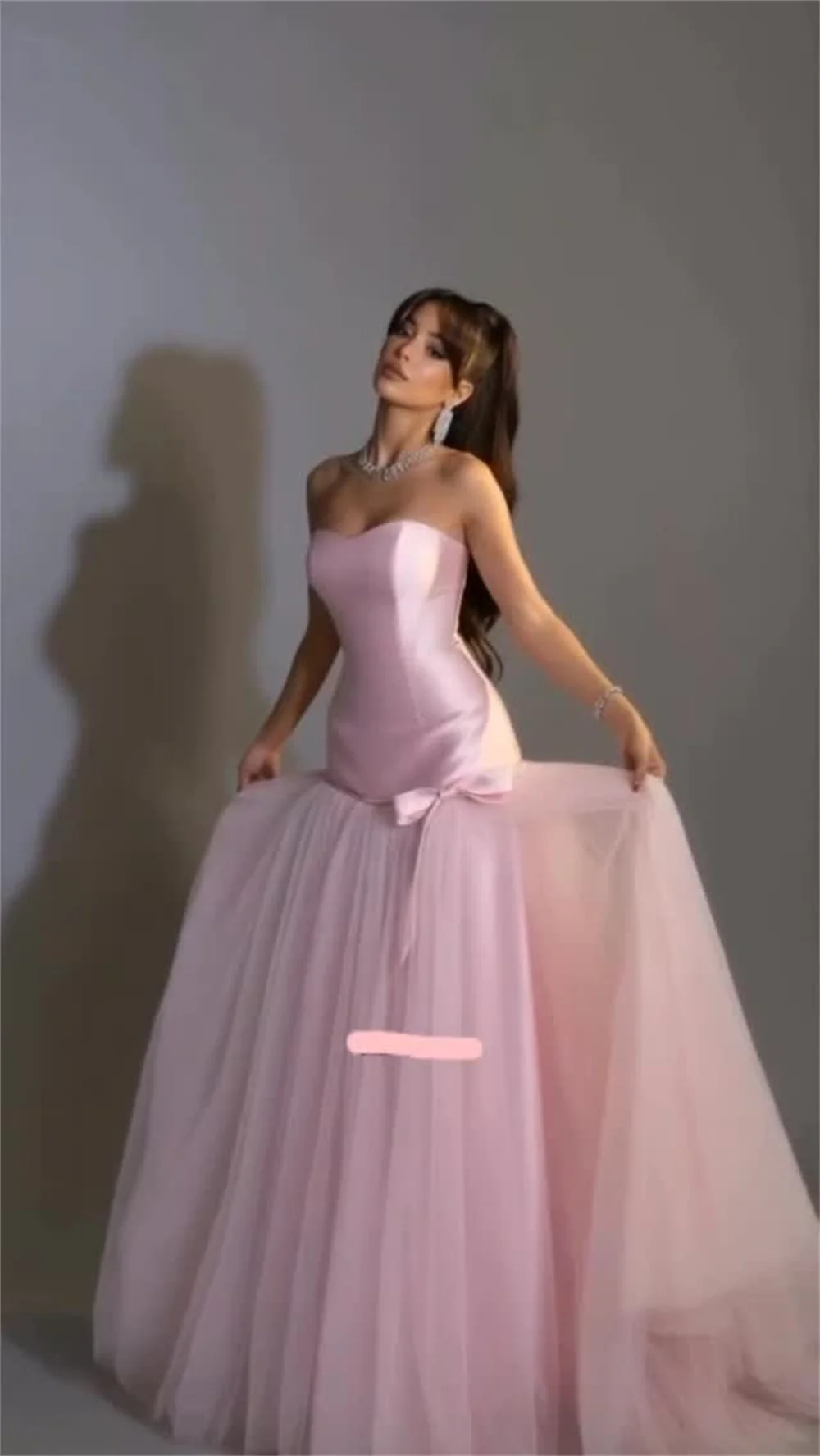 

ROYET Tulle Elegant Bow Mermaid Long Ball Prom Gown Sleeveless Floor Length Evening Dress Formal Classic Customized Party Dress
