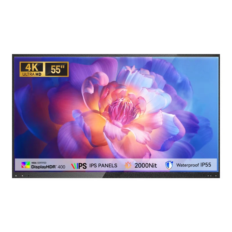 55 Inch Outdoor TV Sun Readable Digital Smart TV 4K Waterproof Television with Voice Assistant Remote