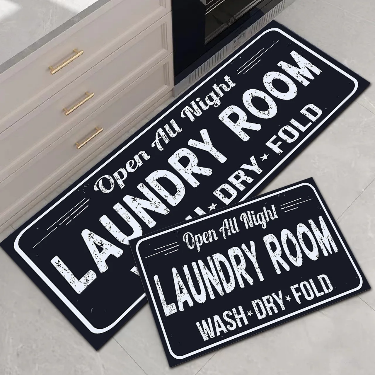 VIKAMA 2PCS Kitchen Runner Rug Non-Slip Waterproof Washable Comfortable Soft Standing Floor Mat for Laundry Room Home Decoration