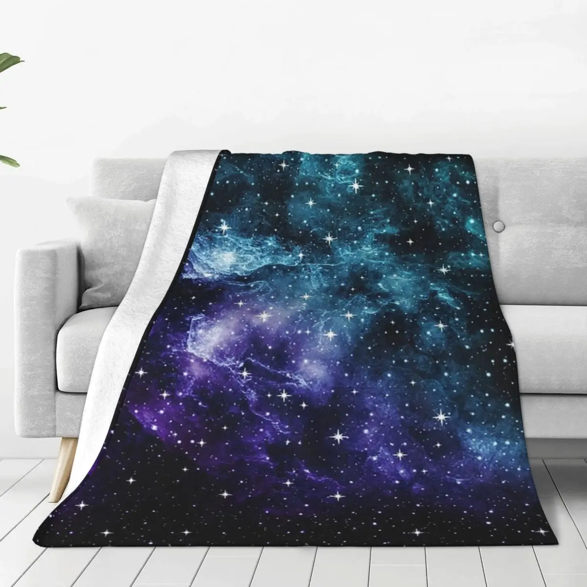 Teal Purple Galaxy Nebula Dream Blankets Flannel Warm Sofa Throw Blankets For Home Bedroom Travel Throws Bedspread Quilt