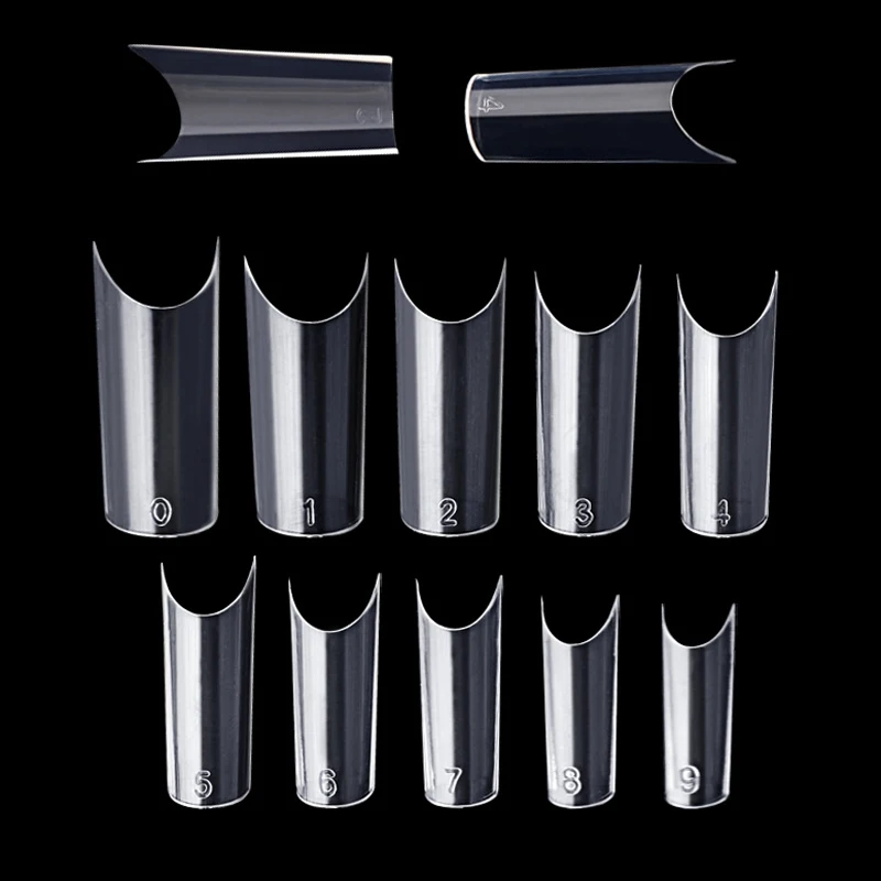 False Nails Tips 500pcs Full Cover Artificial Art Nails Completely Curved Fake Nail Tips Transparent  DIY Manicure Clear - 图片 6