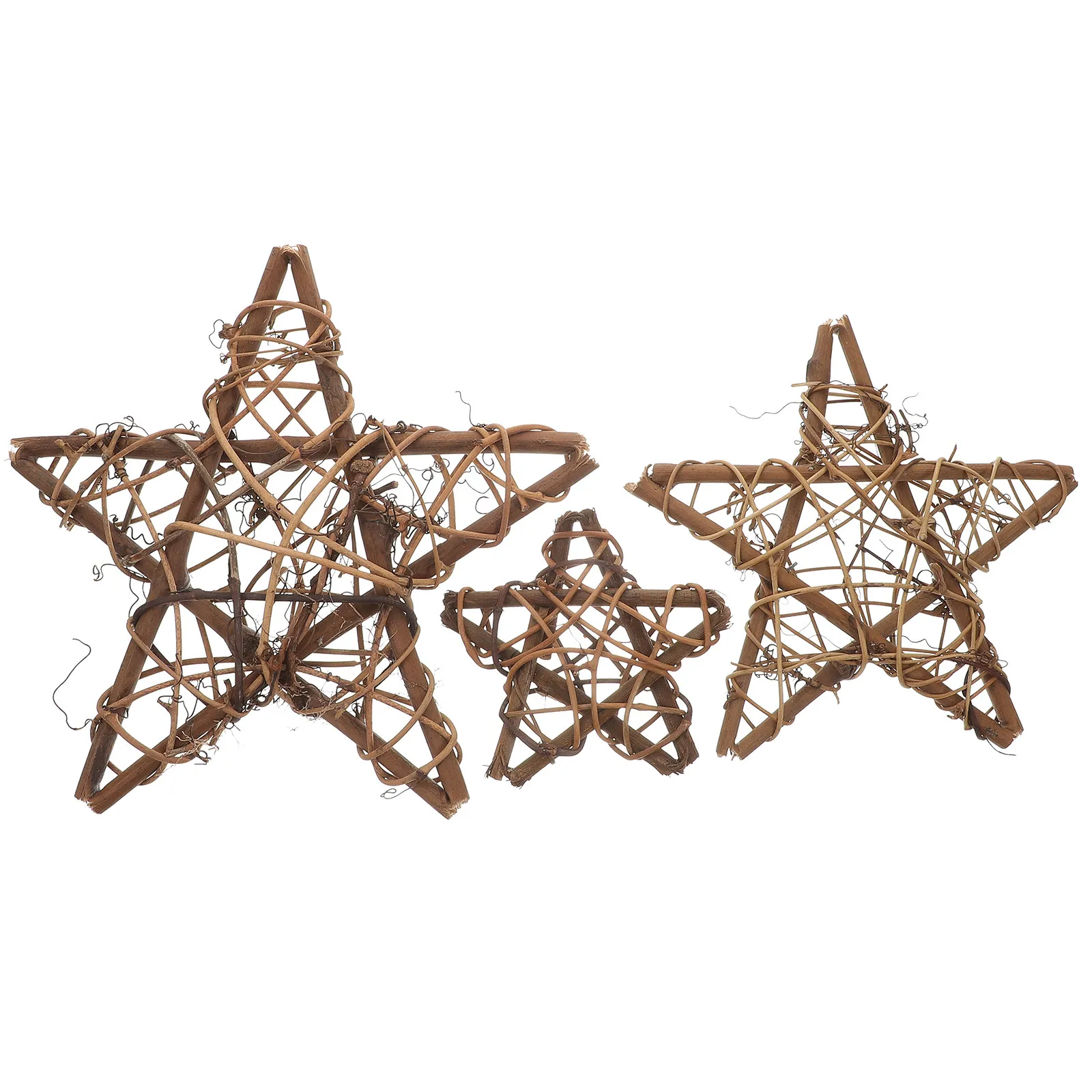 Lot de 3 bases de couronne en forme d'étoile en rotin pour la confection de couronnes DIY, décoration festive, Noël, Thanksgiving, arrangements floraux DIY