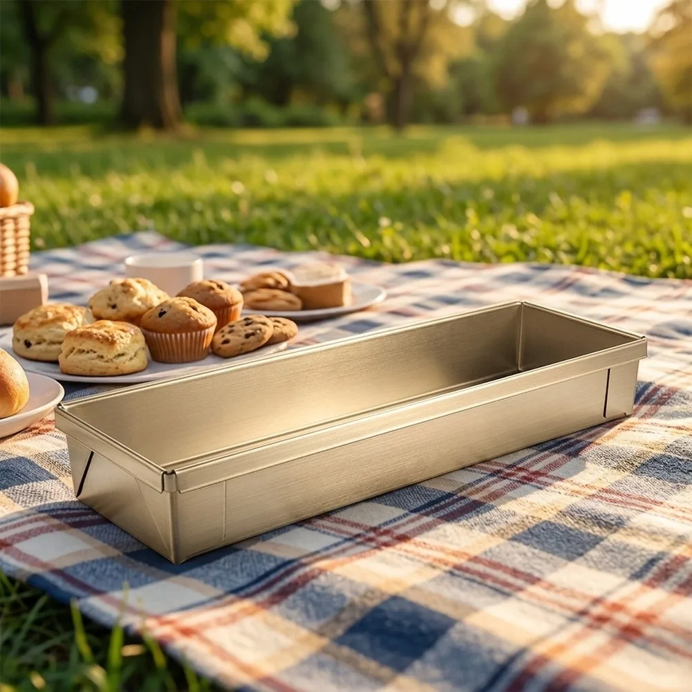 Stainless Steel Rectangular Measuring Tray With Lid For Picnic And Baking, Graduated Cake Box 40cm, Food Storage Box