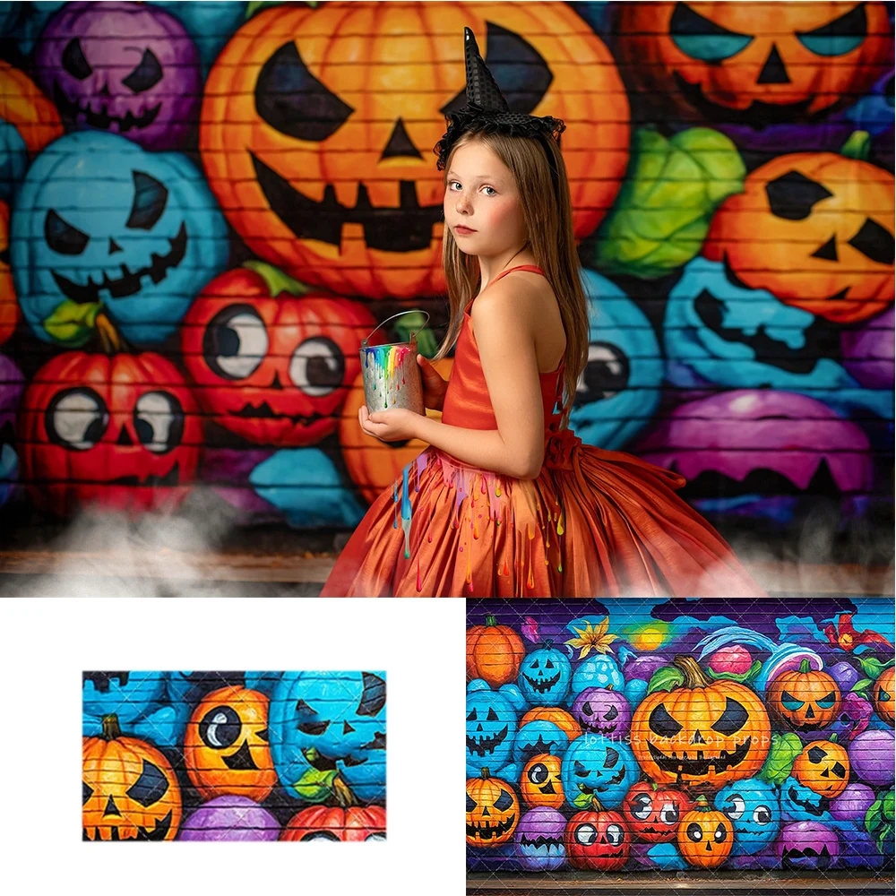 Halloween Lantern Graffiti Jam Backdrops Kids Family Photography Child Baby Photocall Decors Festival Backgrounds