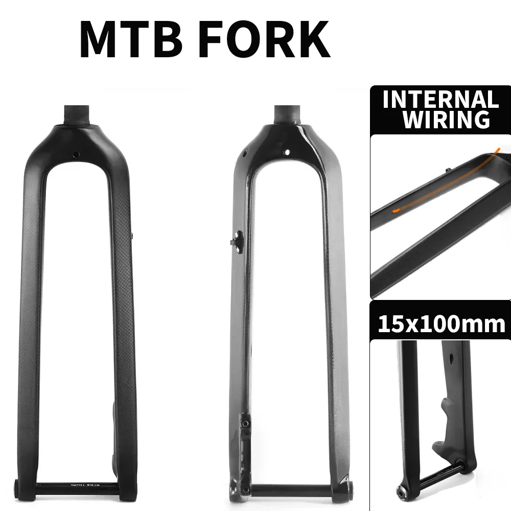 

ULLICYC New Mountain 3K Full Carbon Bicycle Fork carbon bike fork Tube Thru Axle15*100mm MTB bike parts