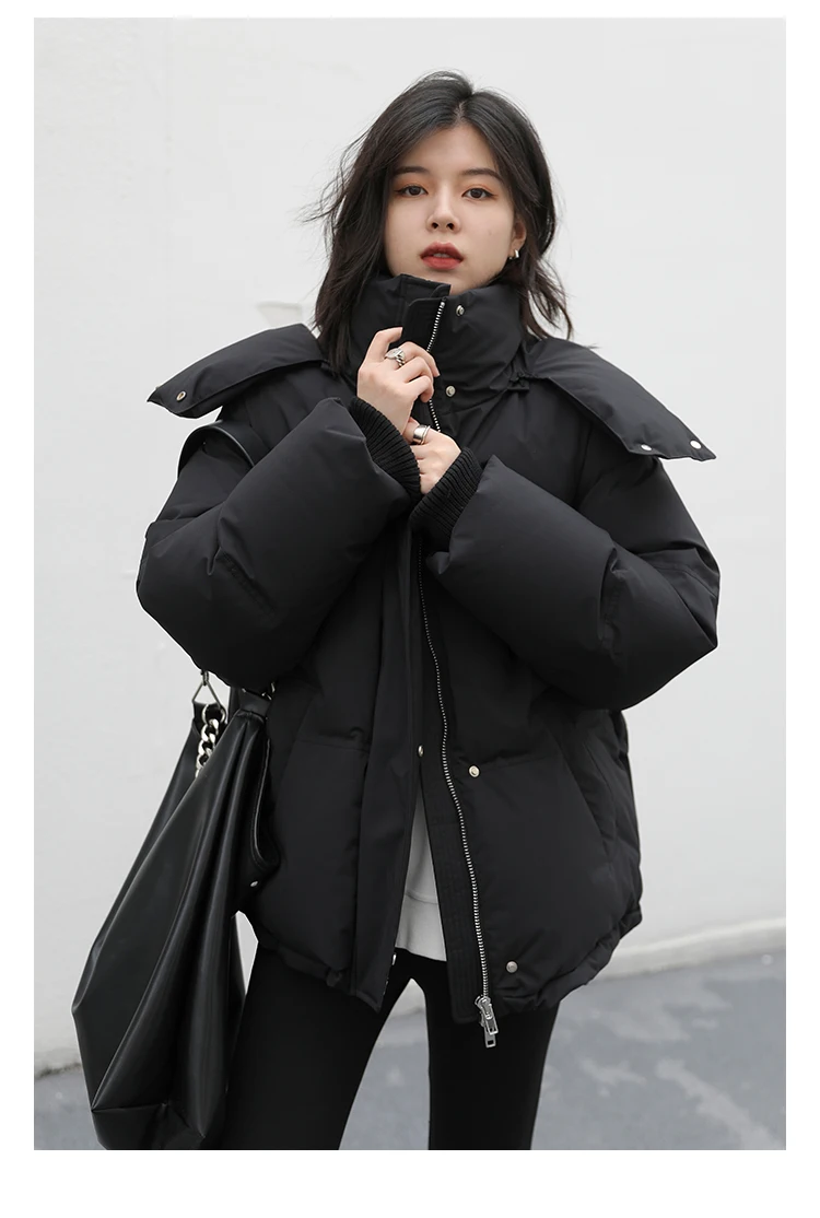 CHIC VEN Women Down Coat Solid Warm Down Jacket New 90 White Duck Down Windproof Hooded Female Overcoat Winter 2023