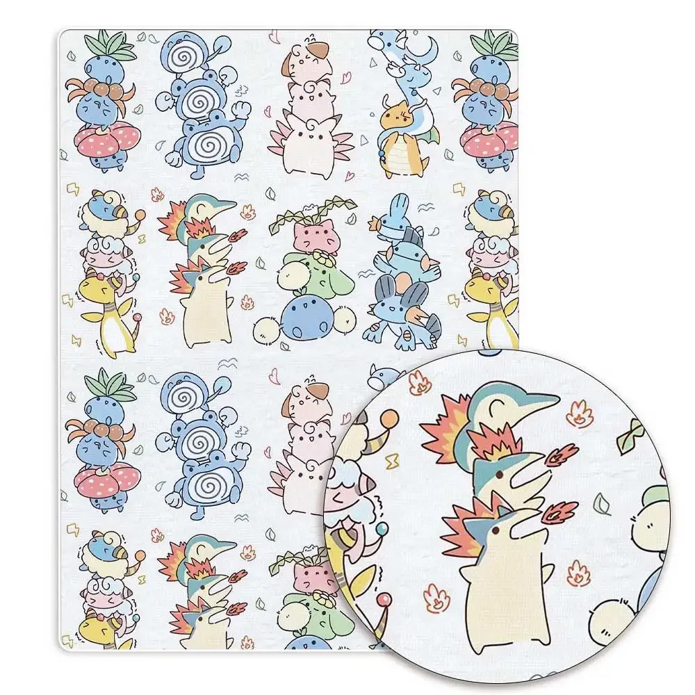 Pokemon Cartoon Fabric140*50cm Handmade Sewing Patchwork Quilting Baby Dress Home Sheet Printed Fabric Fabric Sewing Kids