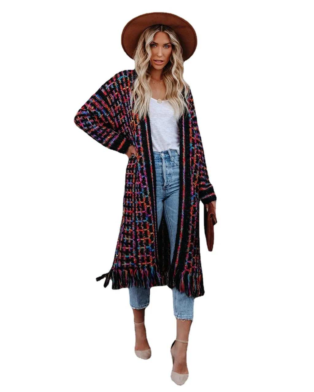 2026 Winter New Large Size Fringe Long Cardigan Coat Sweater Knitted Cardigan Women Korean Fashion Streetwear Cardigan view 5
