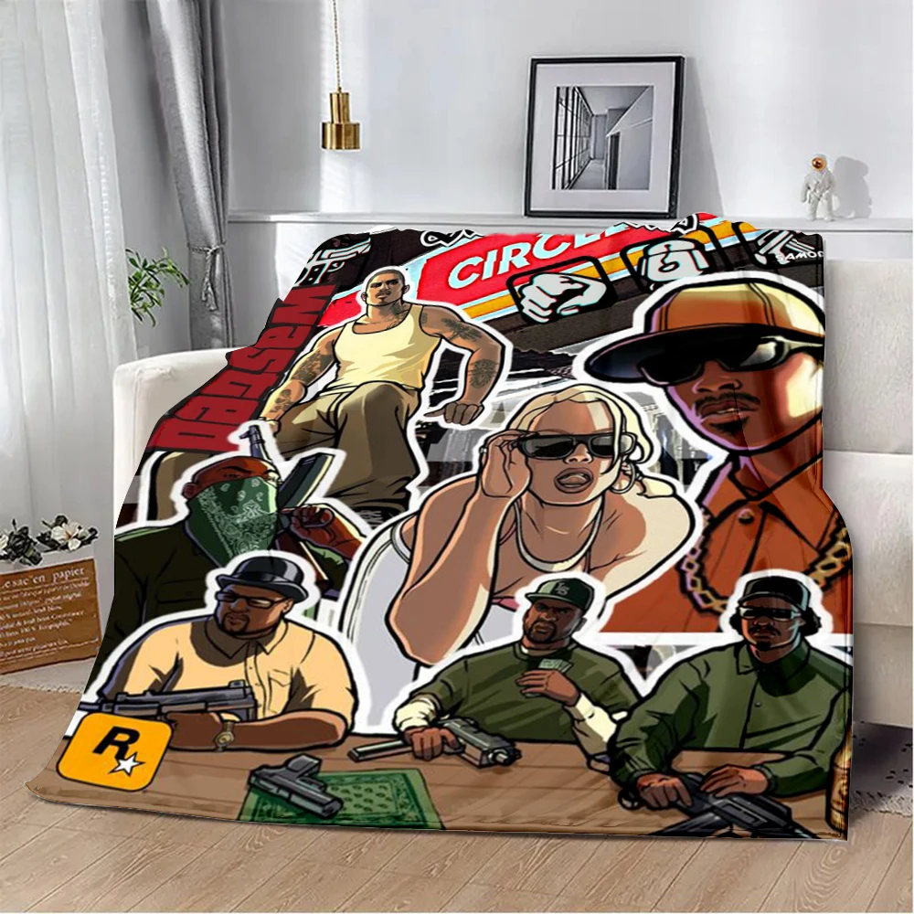 Grand Theft Auto GTA Printed Blanket Picnic Blankets Warm Blanket Soft and Comfortable Blanket Home Travel Birthday Gift