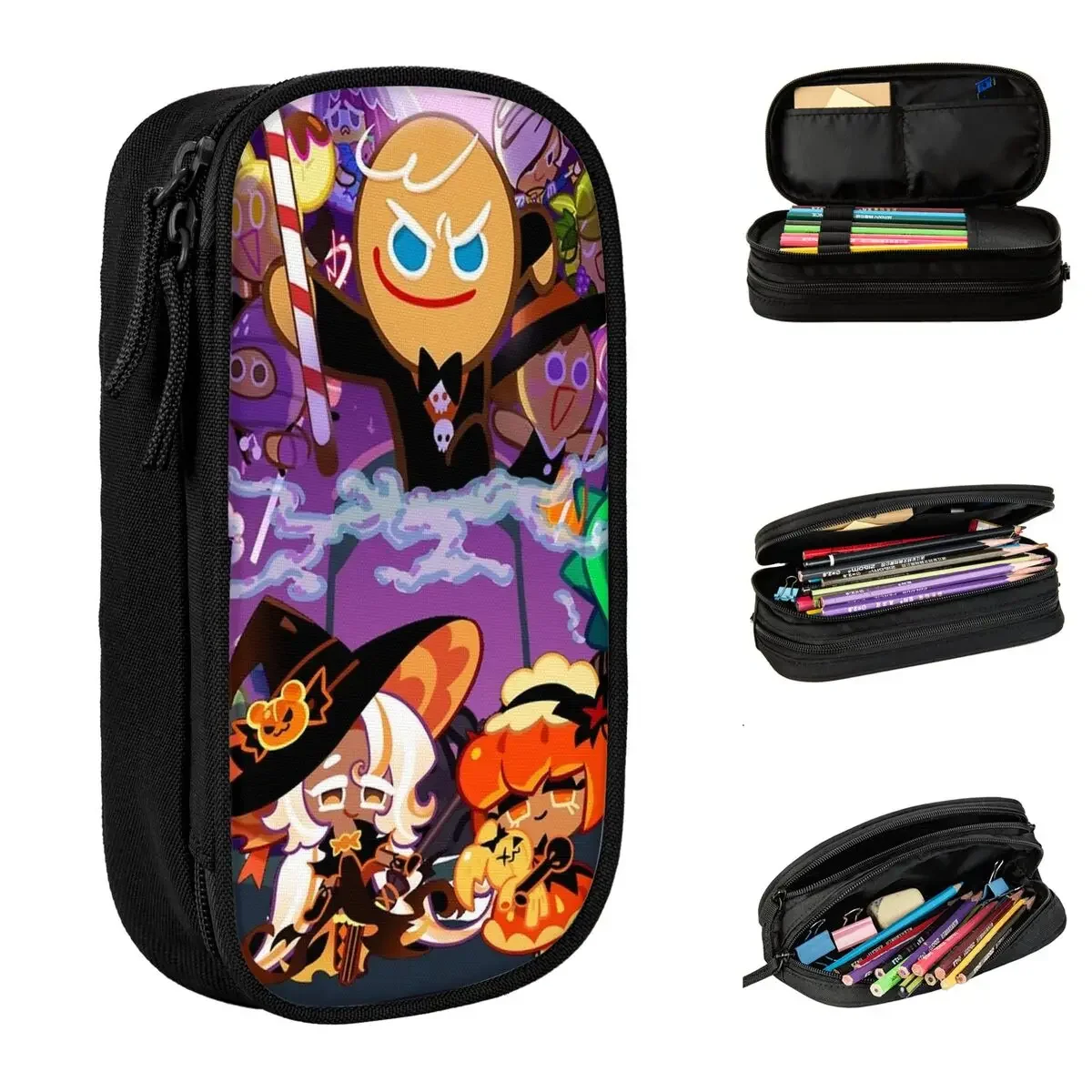Cookie Run Kingdom Happy Halloween Pencil Cases Lovely Pen Box Bag Girl Boy Big Capacity Students School Gifts Pencilcases