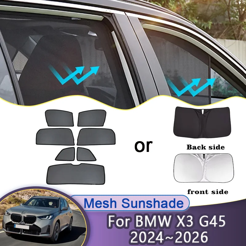 

Car Mesh Sunshade For BMW X3 G45 2024 2025 2026 Magnetic Window Sun Visor Privacy Curtain Shading Protection Auto Accessories