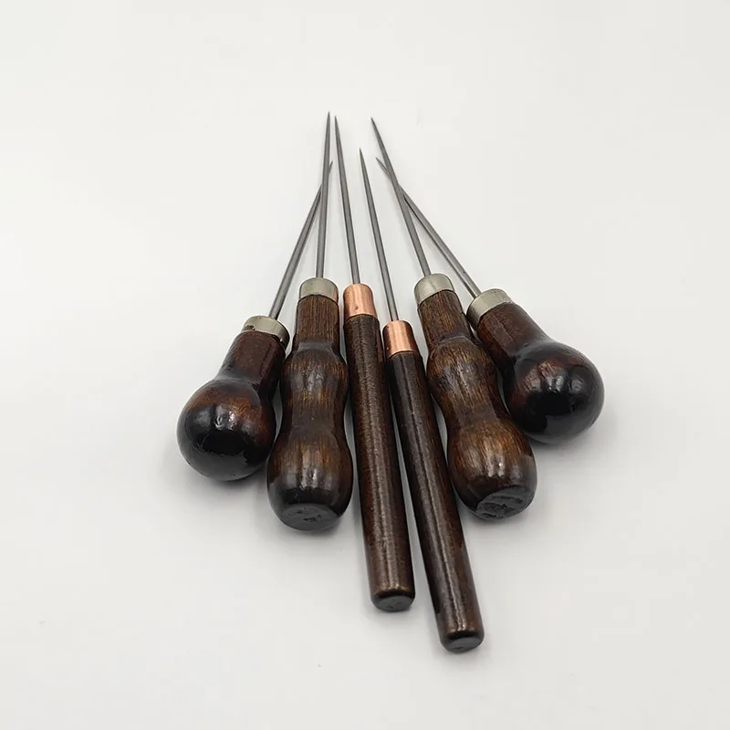 2/3PCS Professional Leather Wooden Handle Awl DIY Tools For Leather Craft Stitching Sewing Accessories Sewing Stitching Awl