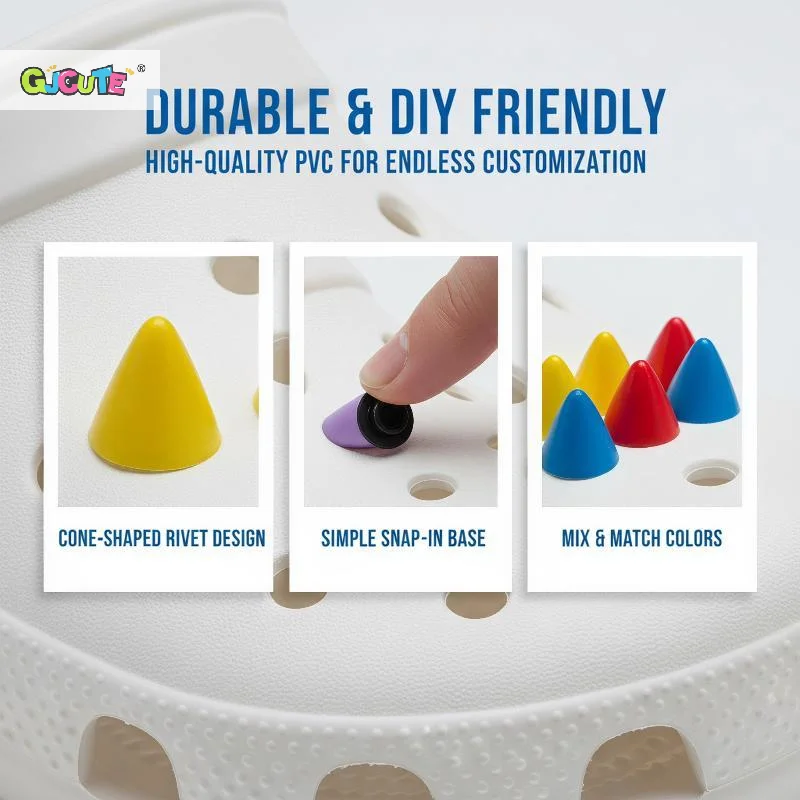 10 Pcs Novelty Funny Punk PVC Shoe Charms Multi-color Rivet Garden Shoes Upper Accessories Unisex Sandal Buckle Decorate Clog