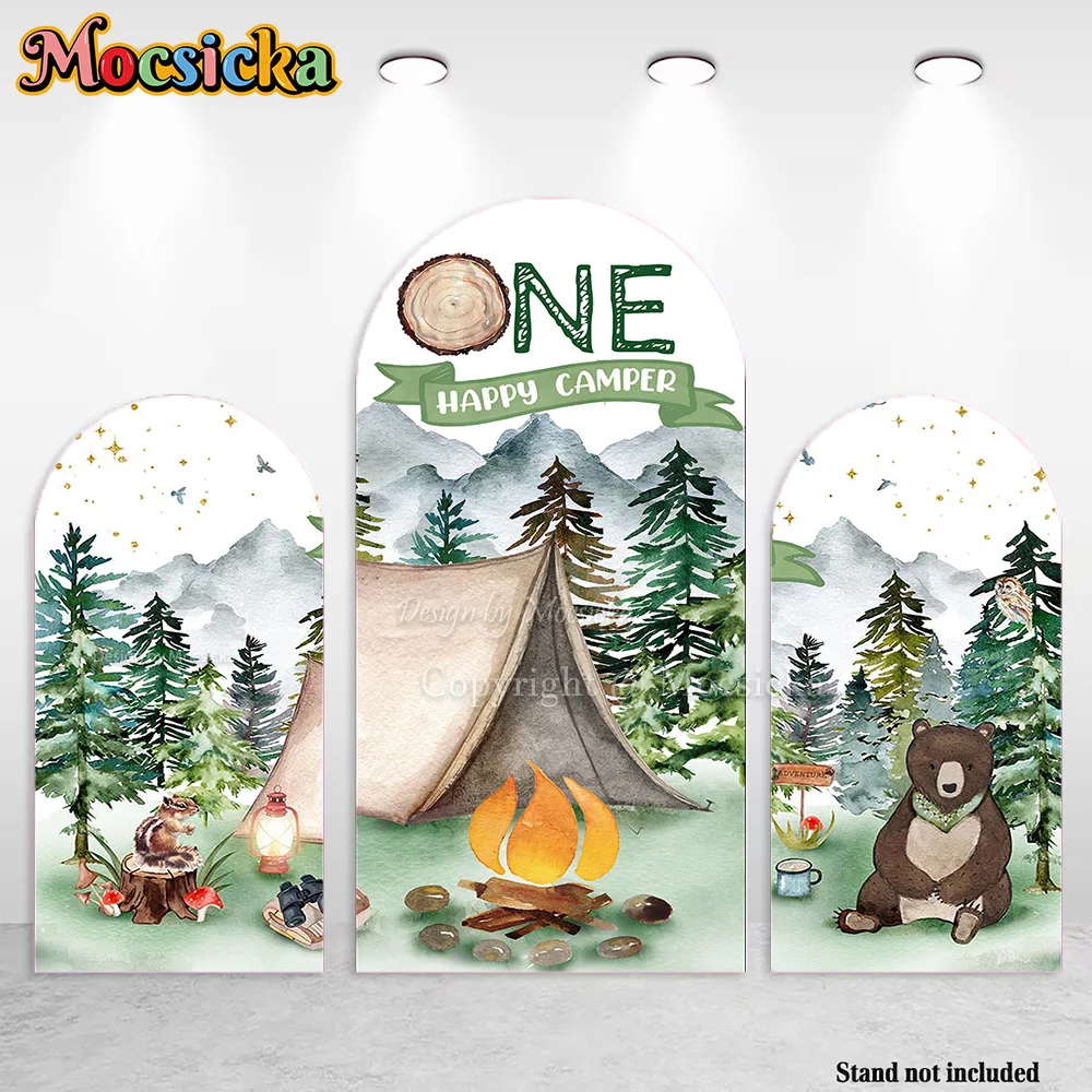 Mocsicka Baby Show 1st Birthday Arch Background Photography Picnic Theme Party Forest Adventure Tent Backdrop Boy Photo Studio