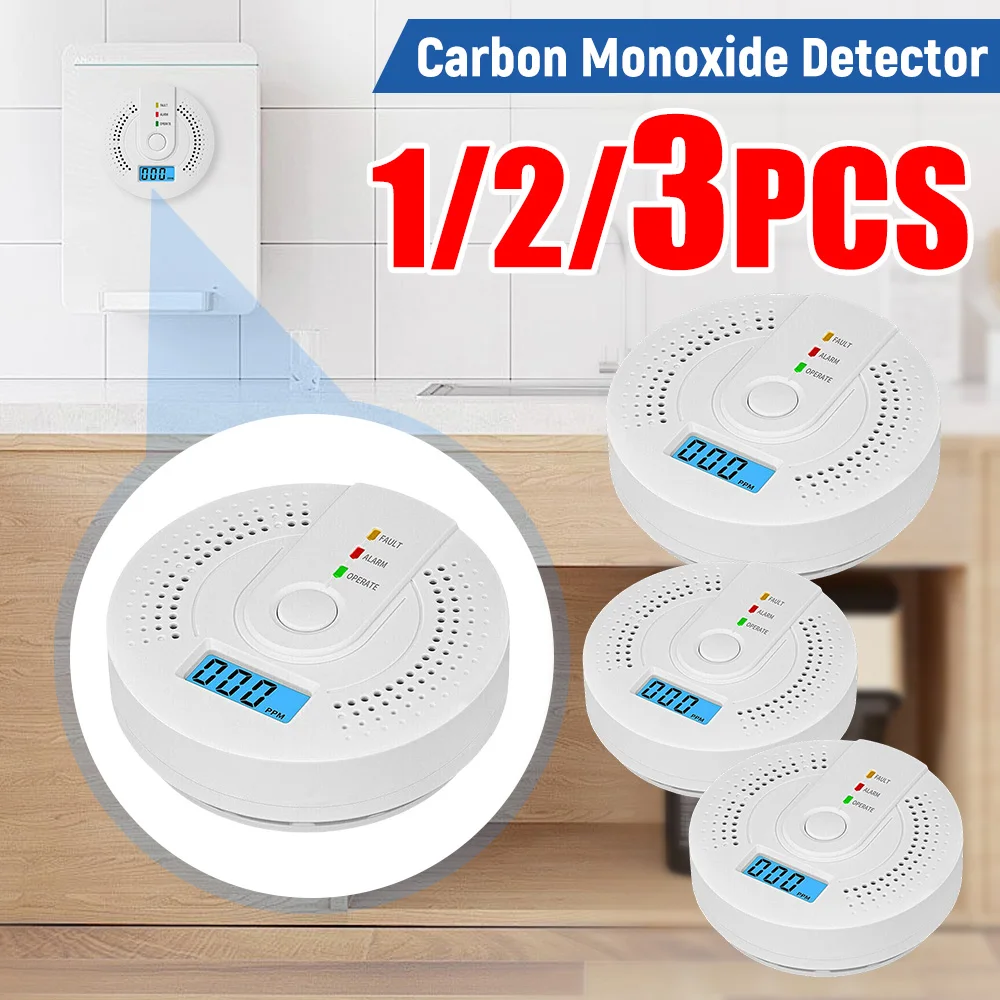 

1/2/3PCS CO Alarm Sensor Carbon Monoxide Alarm Detector High Sensitive Warning LED Display CO Gas Monitor with Sound & Light