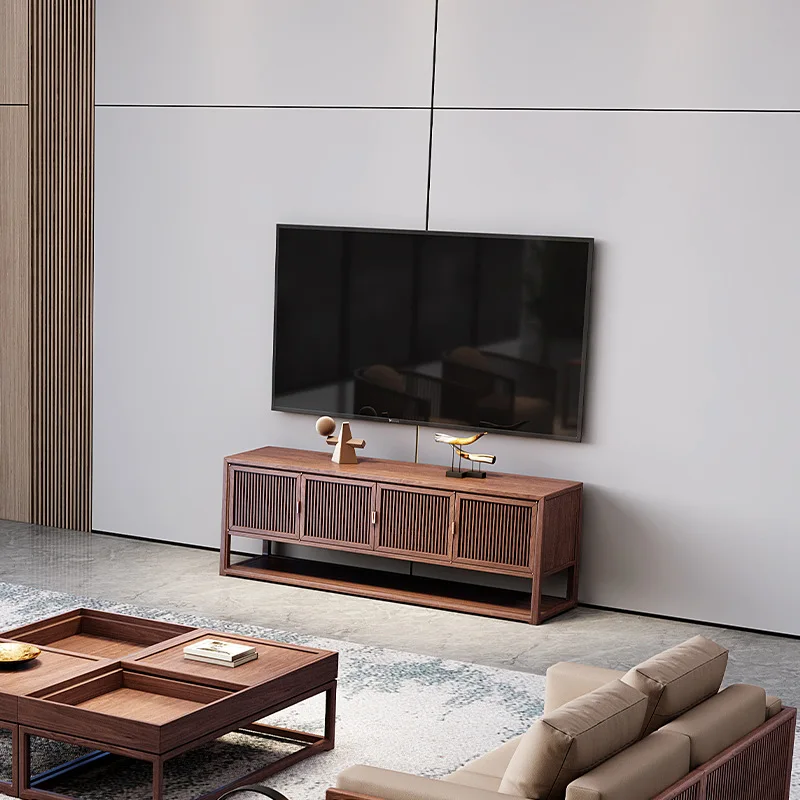 LTT New Chinese Living Room TV Cabinet Simple Solid Wood Floor Cabinet TV Cabinet