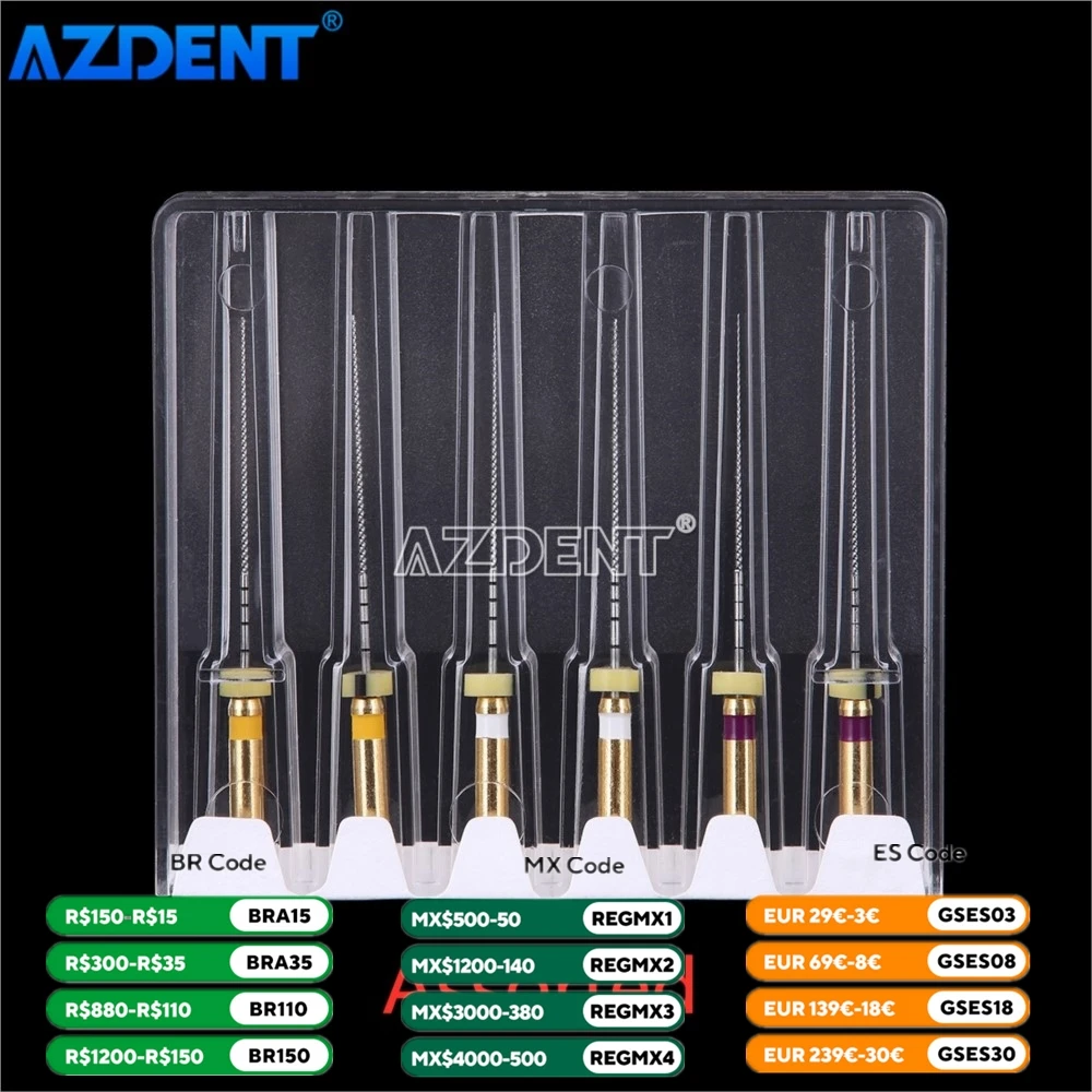 AZDENT Dental niklowo-tytanowe pilniki ścieżkowe 25 mm rozmiar 13 # -19 #   Silnik Endo File Taper 02 Użyj narzędzi do kanałów korzeniowych