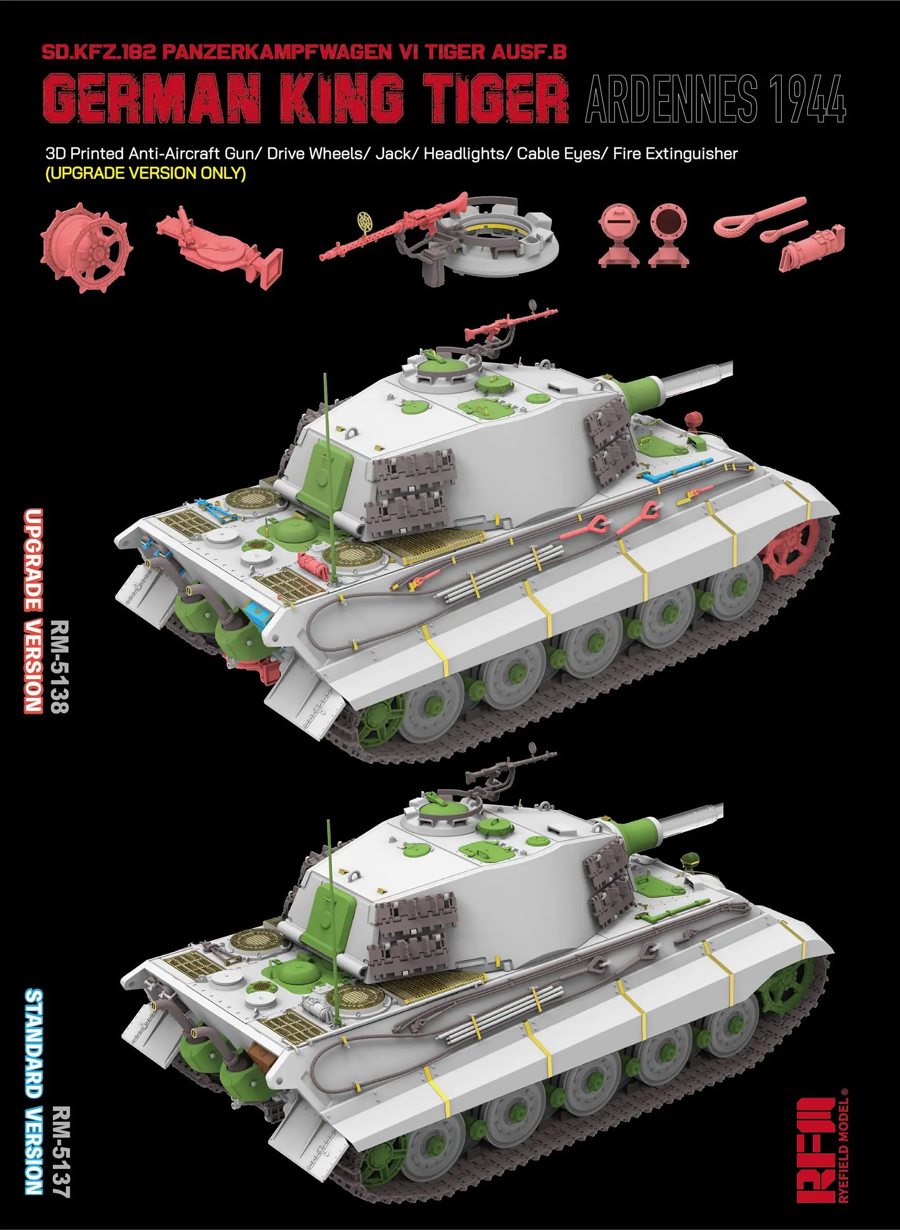 RYEFIELD RM5137 1/35 Sd.Kfz.182 Panzerkampfwagen VI Tiger Ausf.B “King Tiger” ARDENNES 1944 Versión estándar