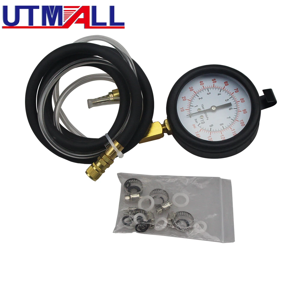 UTMALL TU-443 multifonctionnel injection de carburant testeur de pression Kit jauge de pression de carburant 0-140 PSI pour la plupart des voitures et camions