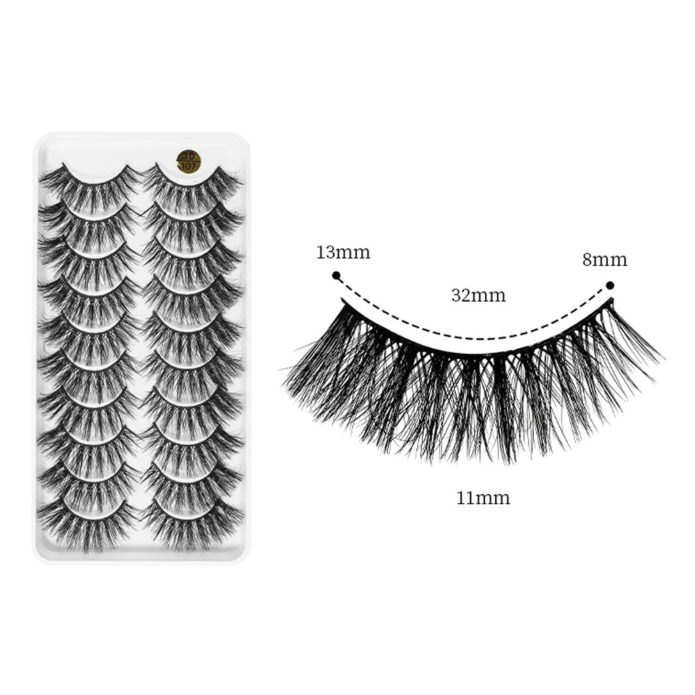 10 paires 3D doux vison cheveux Faux cils vaporeux moelleux épais longs Faux cils effet multicouche doux maquillage cils