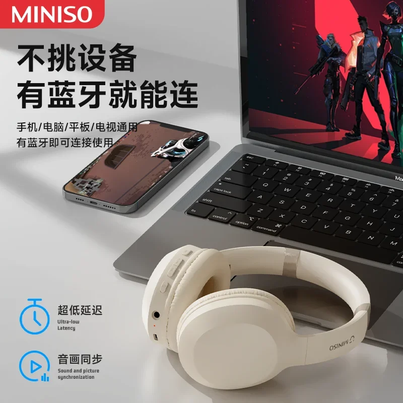 Original MINISO MCD02 Bluetooth V5.3 Headset Low Latency Outdoor Travel Portable Folding Headphones HIFI Sound Wireless Earphone