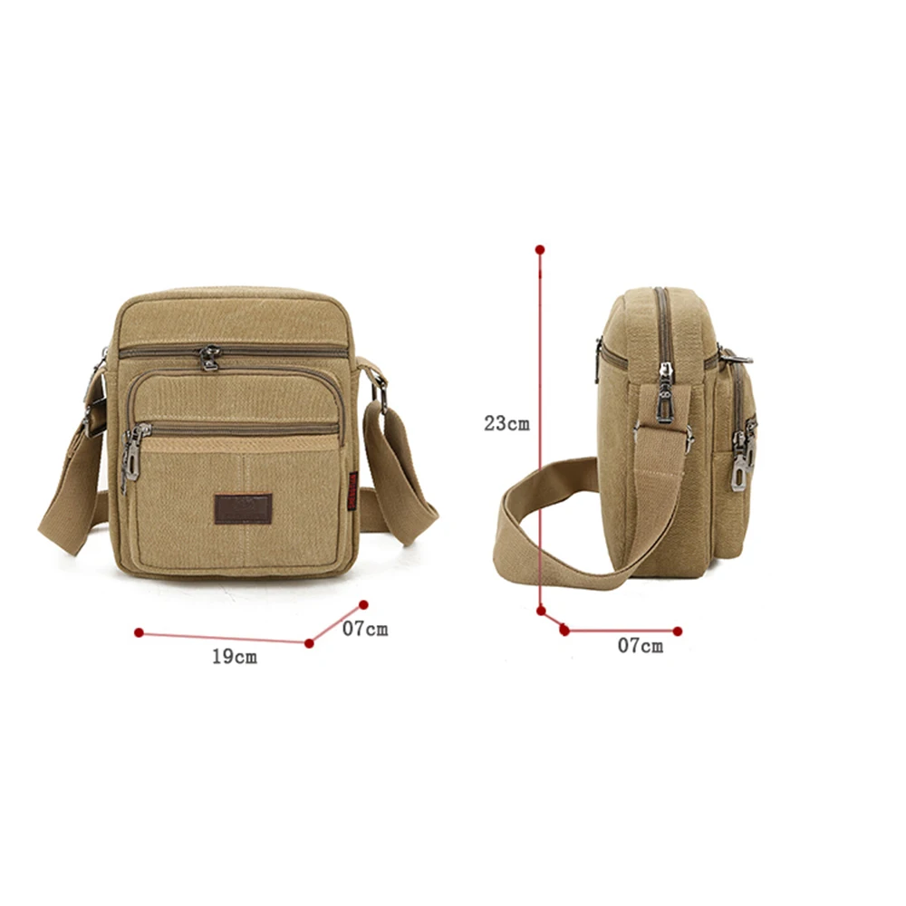 Retro Men\'S Bag Canvas Single Shoulder Bag With Adjustable Strap Multi Pockets Messenger Bag Outdoor Travel Crossbody Bag