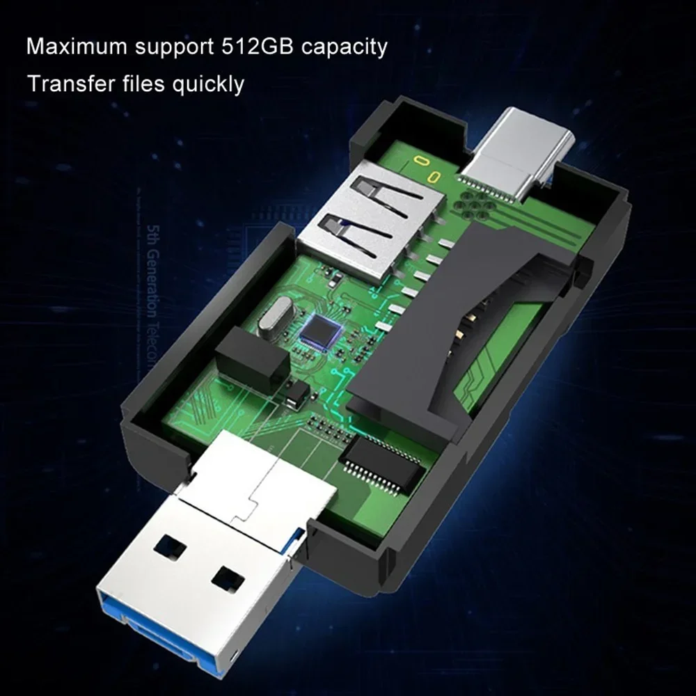 Многофункциональное устройство чтения карт памяти USB OTG-адаптер SD TF USB 2.0 Type C Micro USB Высокоскоростное устройство чтения карт памяти для компьютера и ноутбука
