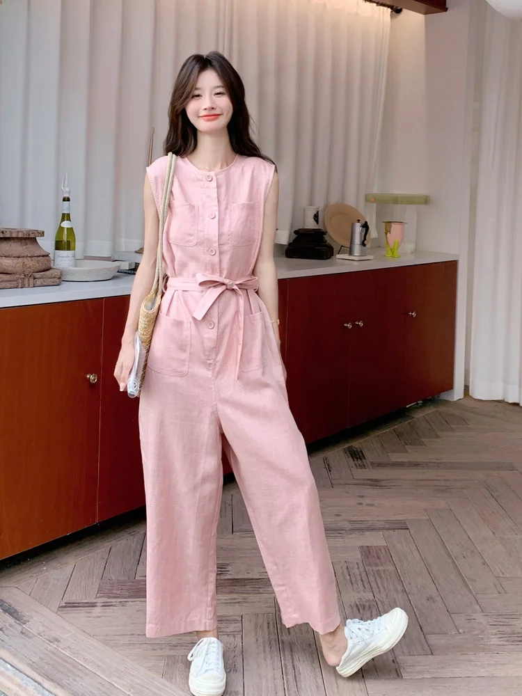 

Elegant Casual Women's One-Piece Summer 2026 Sleeveless High Waist Wide Leg Pants Versatile Workwear Overall Romper