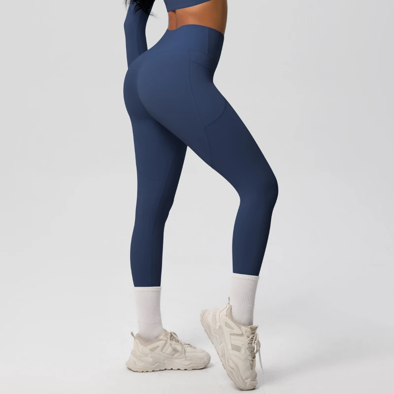 MIML Women's High Elasticity Gym Leggings Seamless Yoga Pants with Portable Pocket Sports Tights for Fitness And Gym Wear