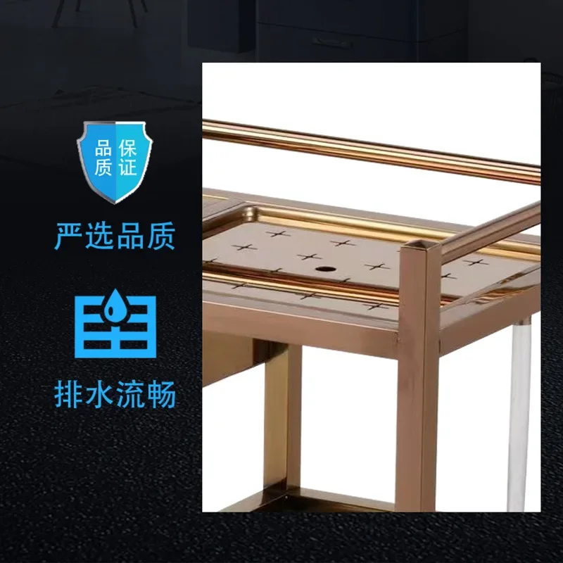 عربة شاي طاولة شاي متحركة تجارية مع صينية تسرب