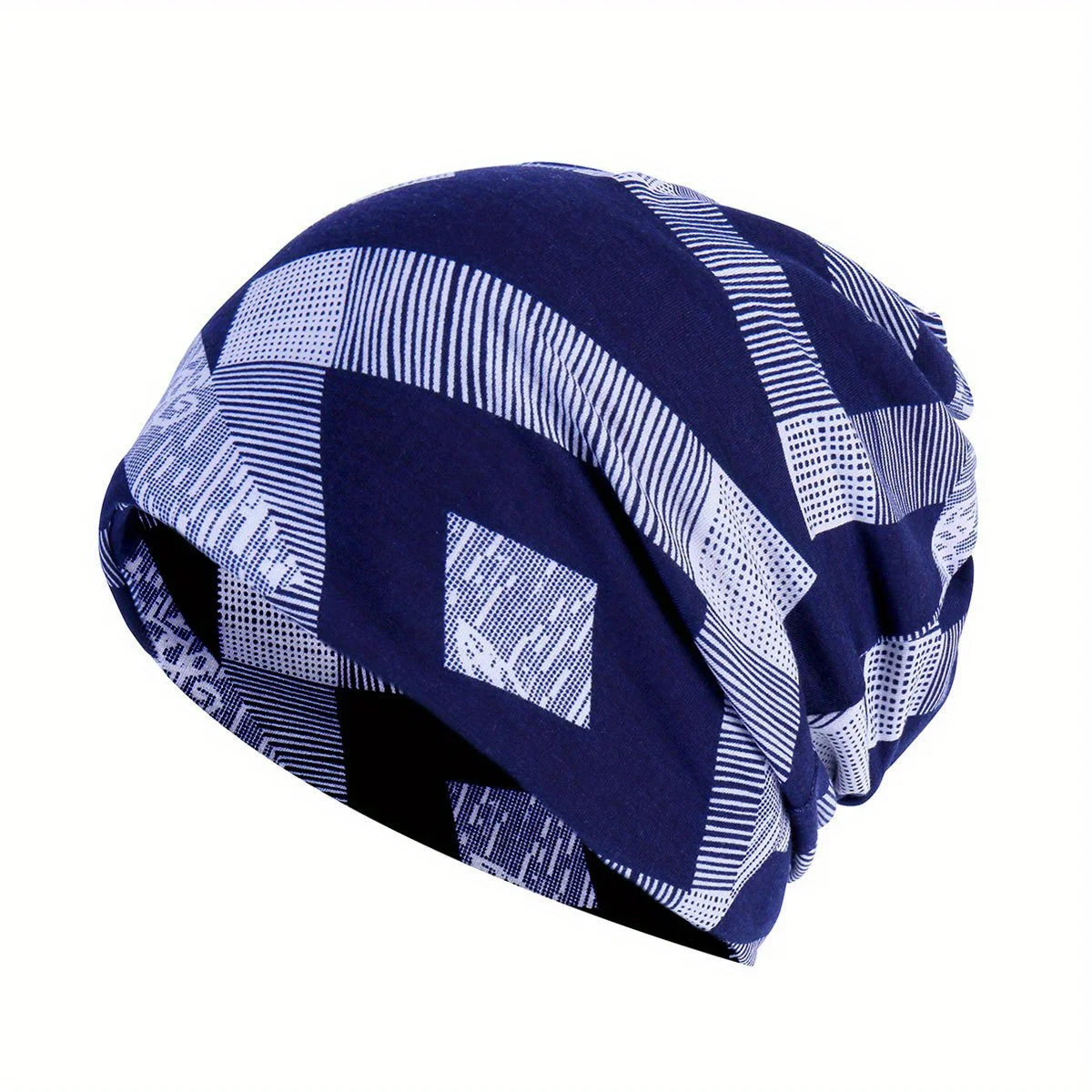 

Geometric Digital Print Snood Hat Korean Style Multi-Function Headwear for Unisex Autumn Winter Outdoor Daily Use