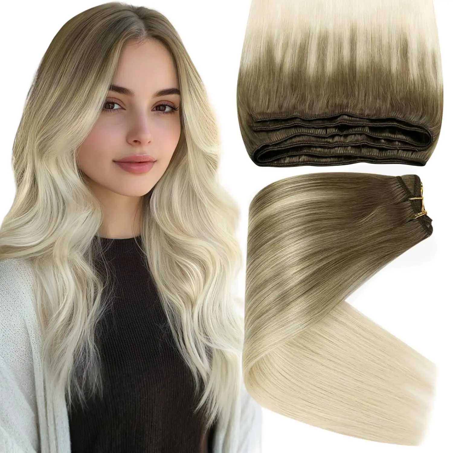 

100% Virgin Remy Human Hair Weft 50g Bulk Hair Extensions Brazilian Straight For Black Women Weave 22 Inch Low Price